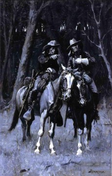 Indianer und Cowboy Werke - Cheyenne Scouts Patrouillieren die Big Timber des Nordens kanadischen Oklahoma Frederic Remington Cowboy